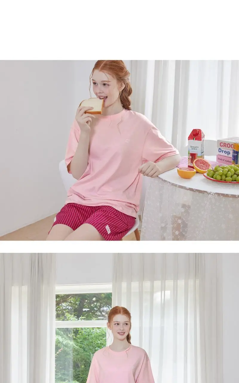 뉴버디 릴렉스핏 로고 티셔츠 - 핑크 상세페이지 7
