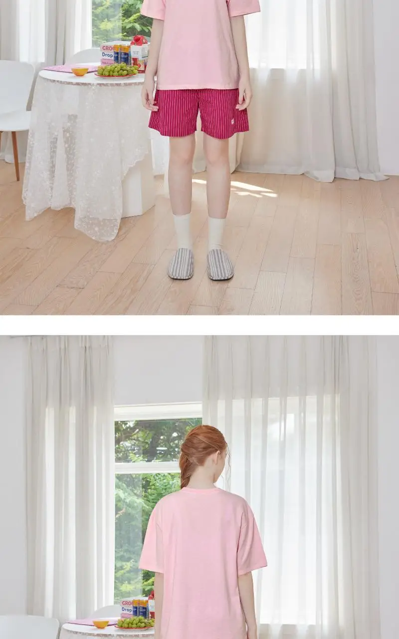 뉴버디 릴렉스핏 로고 티셔츠 - 핑크 상세페이지 8