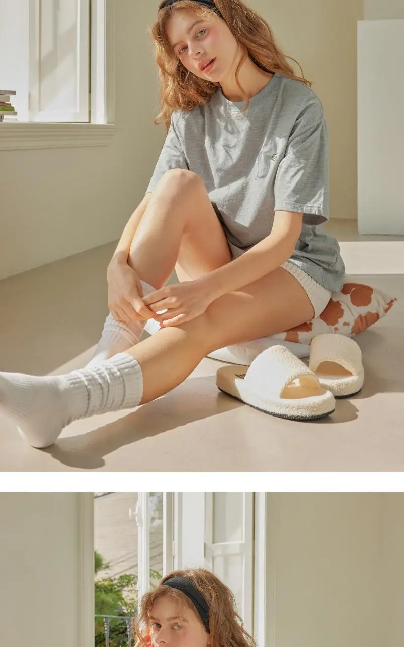 휘게언더웨어 뉴버디 릴렉스핏 루즈핏 로고 반팔 티셔츠 홈웨어 - 멜란지그레이 상세페이지 12