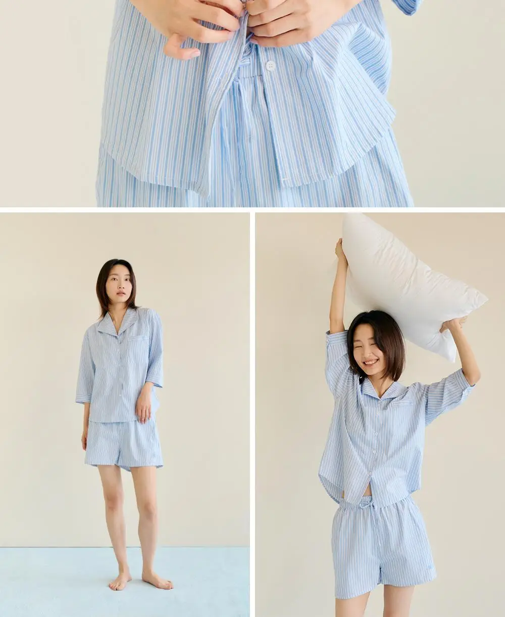 마른파이브 위스퍼 스트라이프 세일러 7부 파자마 세트 3colors (F/L, XL) 상세페이지 10