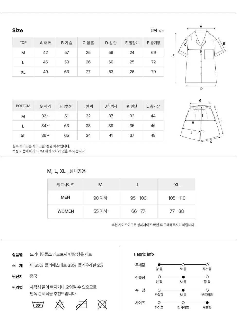 오프아워 드리미두들스 괴도토끼 반팔 잠옷 세트 (M / L / XL) 상세페이지 21