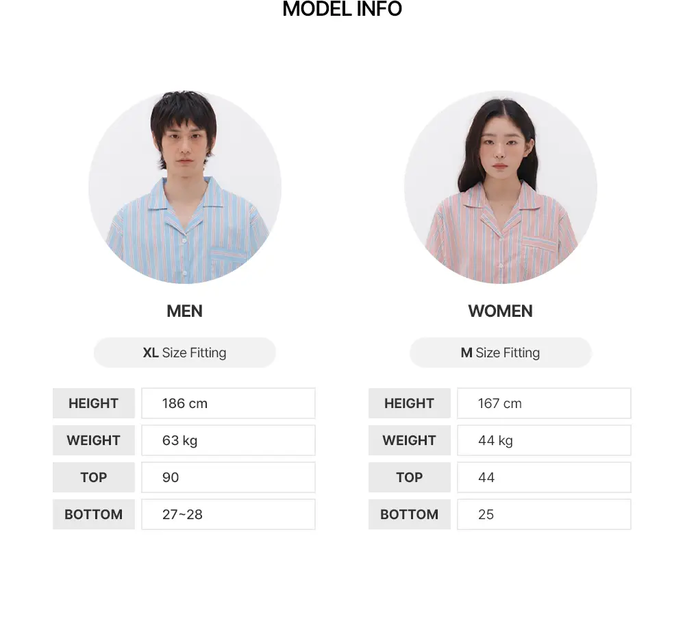 오프아워 러스트러스 반팔 잠옷 세트_블루/핑크 (M / L /XL) 상세페이지 6