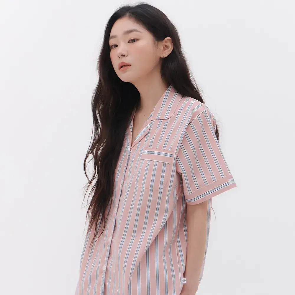 오프아워 러스트러스 반팔 잠옷 세트_블루/핑크 (M / L /XL)