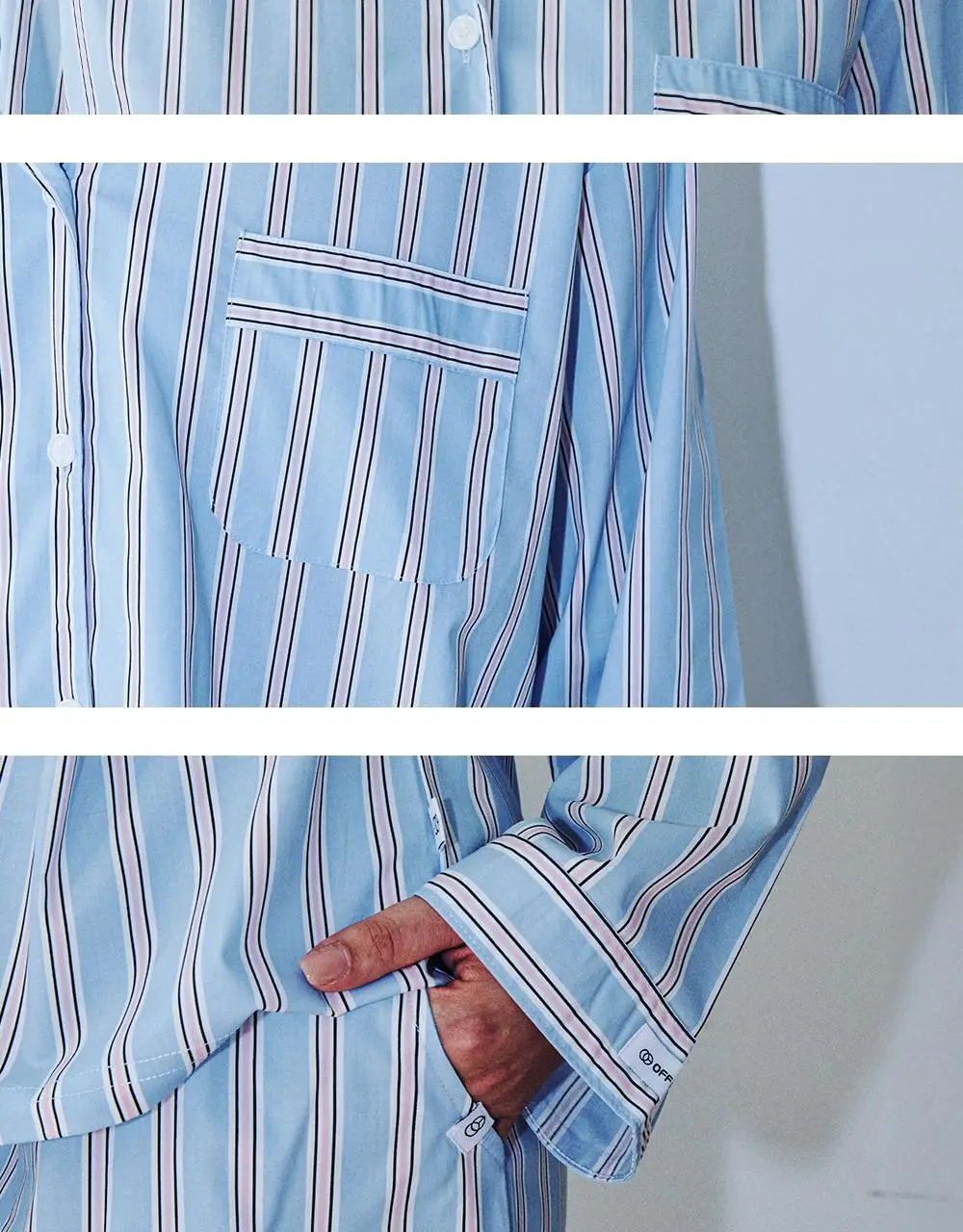 오프아워 러스트러스 코튼블렌드 긴팔 잠옷 세트 블루 3종 택 1 (M / L / XL) 상세페이지 37