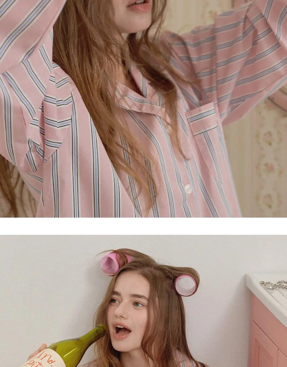 오프아워 러스트러스 코튼블렌드 긴팔 잠옷 세트 핑크 3종 택 1 (M / L / XL) 상세페이지 9