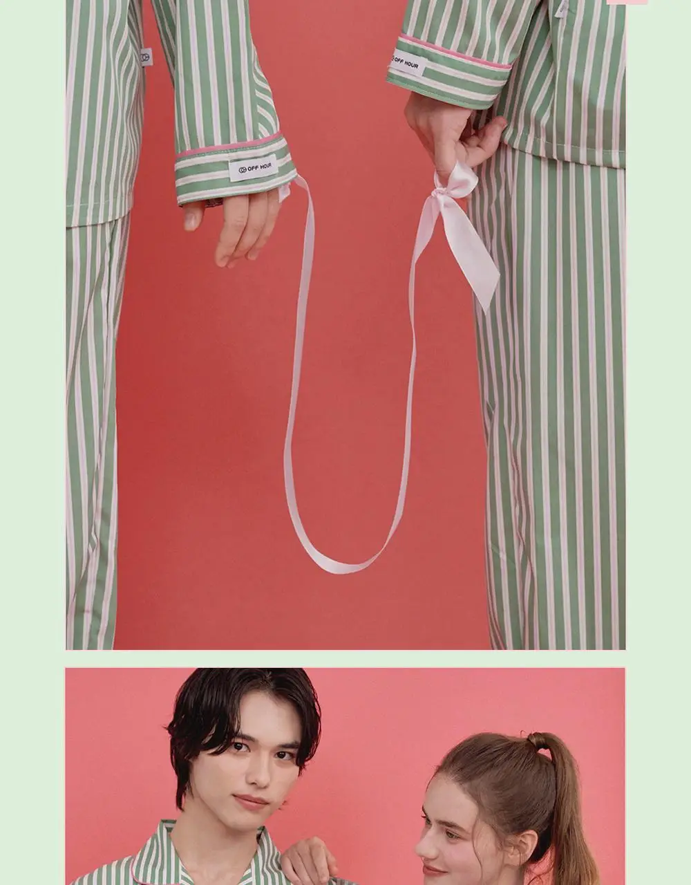 오프아워 민티 스트라이프 긴팔 잠옷 세트 3종 택 1 (M / L / XL) 상세페이지 5