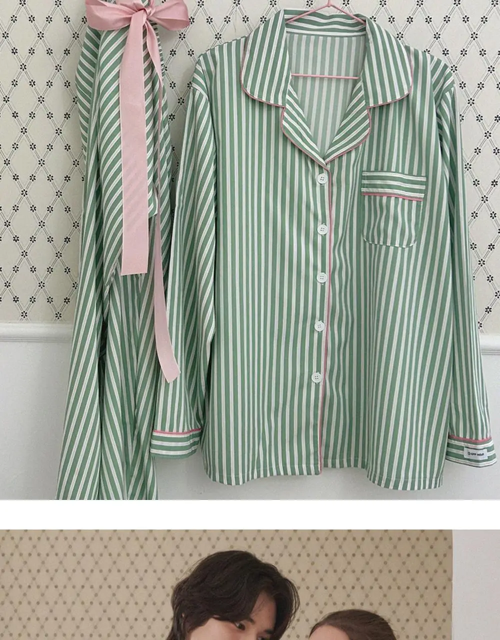 오프아워 민티 스트라이프 긴팔 잠옷 세트 3종 택 1 (M / L / XL) 상세페이지 13