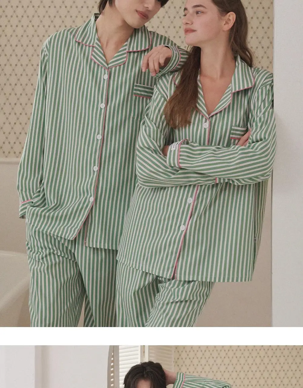 오프아워 민티 스트라이프 긴팔 잠옷 세트 3종 택 1 (M / L / XL) 상세페이지 14
