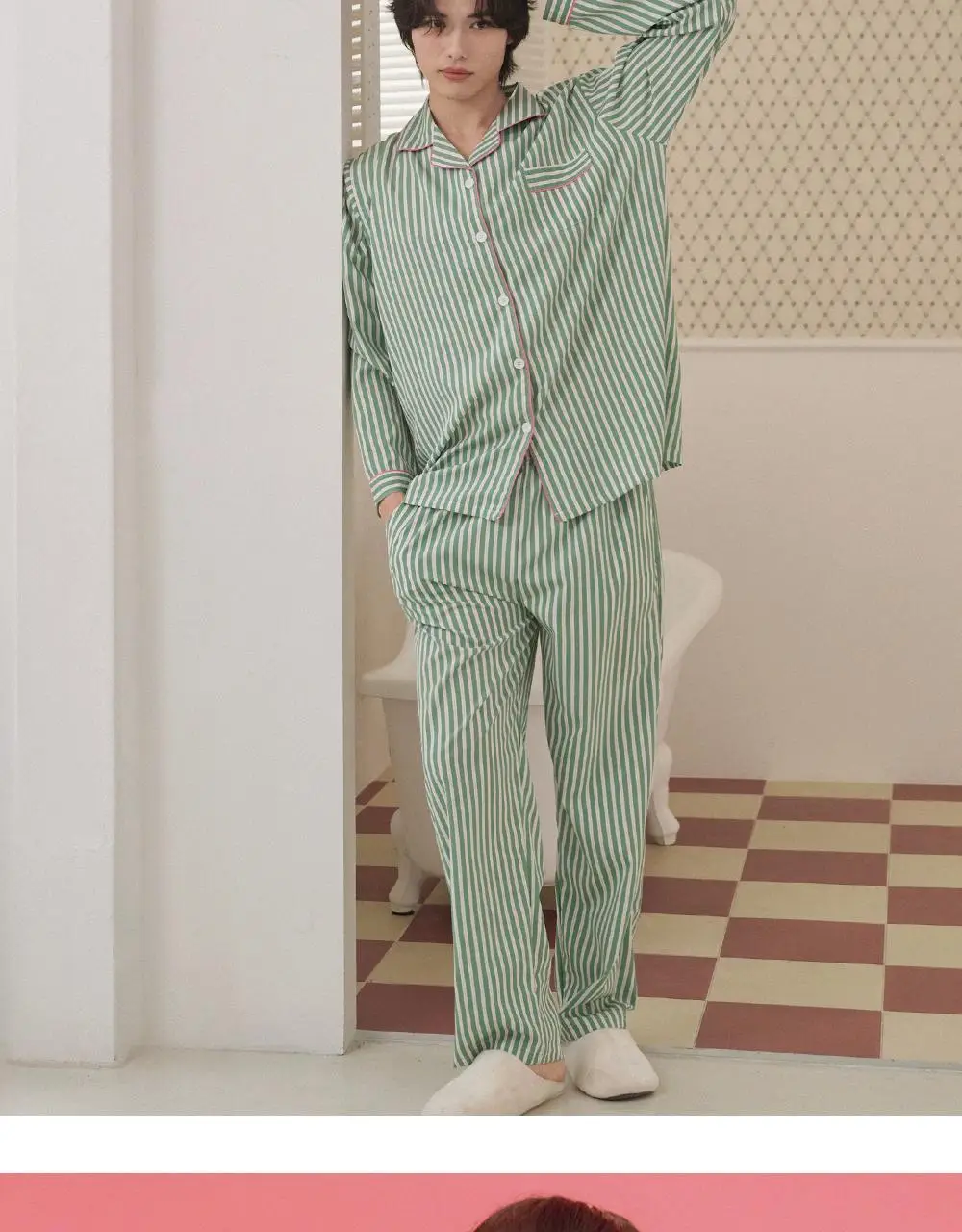오프아워 민티 스트라이프 긴팔 잠옷 세트 3종 택 1 (M / L / XL) 상세페이지 15
