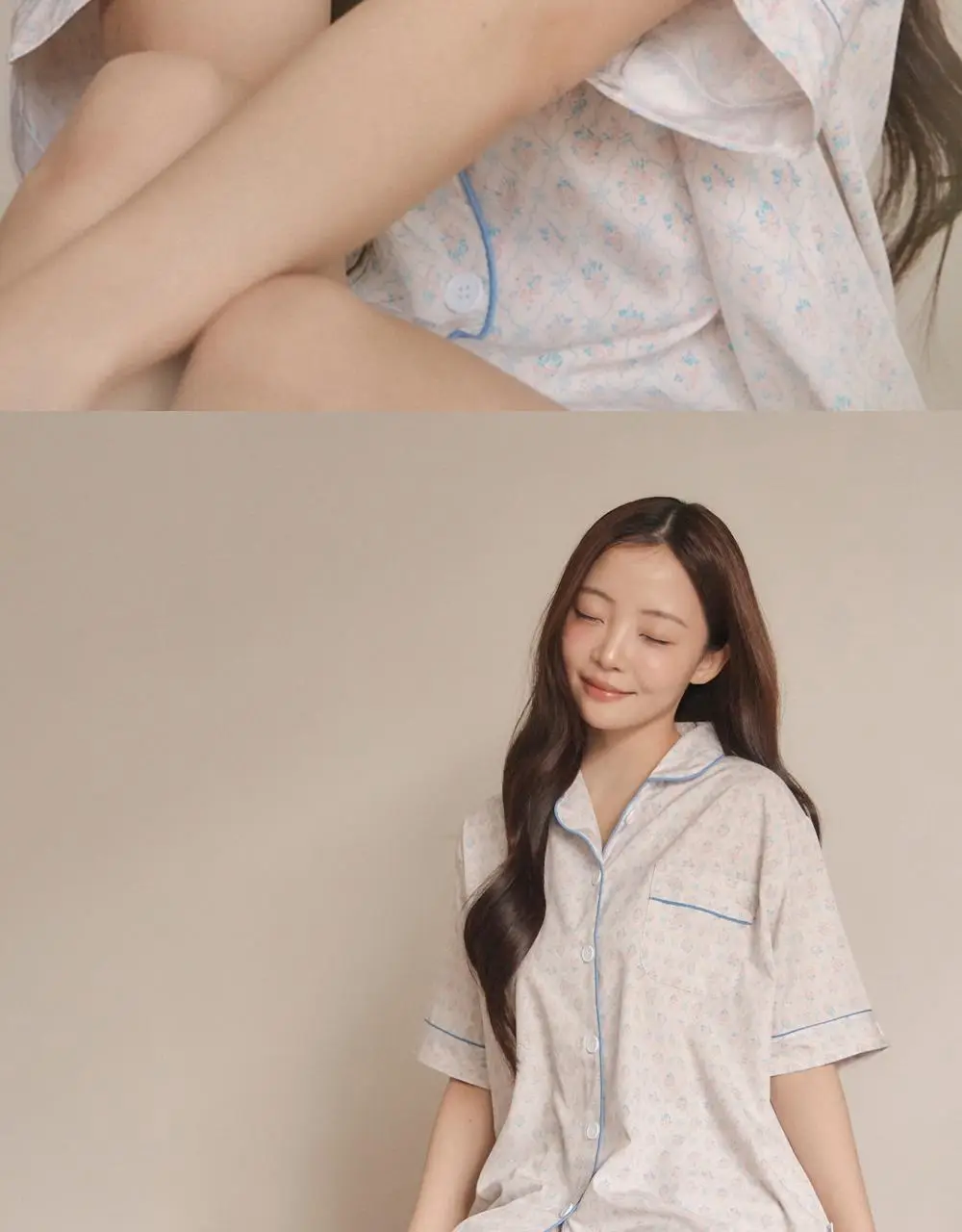 오프아워 쁘띠플뢰르 로로 반팔 잠옷 세트 상세페이지 3