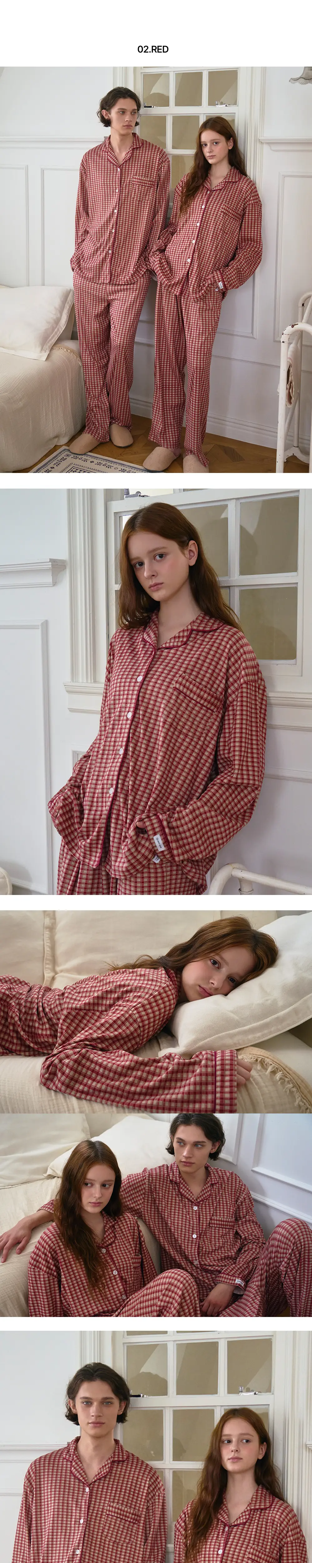 오프아워 크렘플래드 플러핏 긴팔 잠옷 세트 2colors (M/L/XL) 상세페이지 4