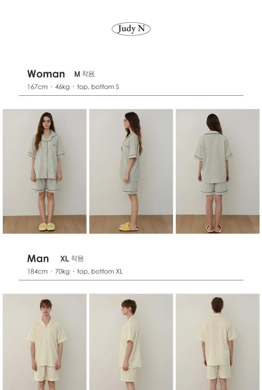 주디앤 쿨터치 위스퍼 스트라이프 여름 반팔 파자마 세트 상세페이지 26