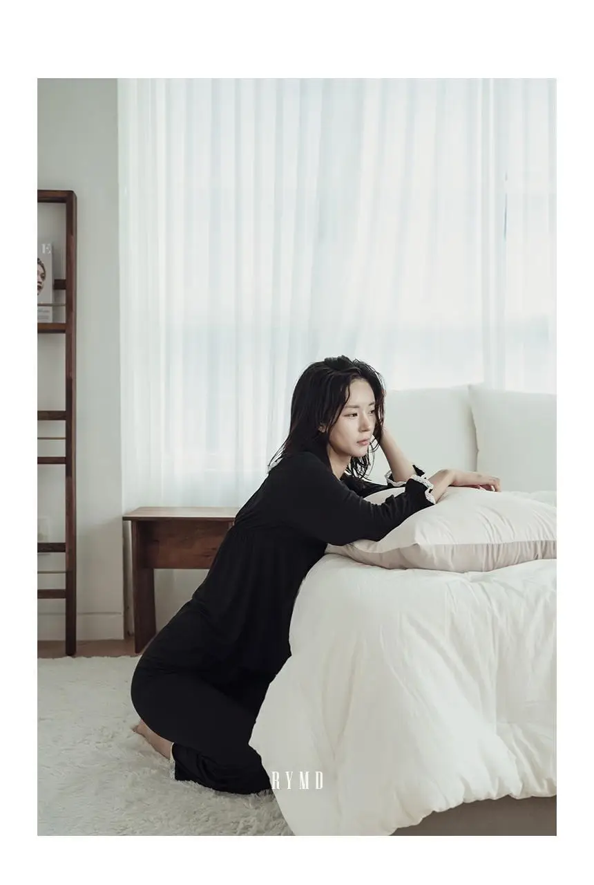 RYMD 모달 브라캡 긴소매 화이트리본 투피스 홈웨어 블랙 상세페이지 11