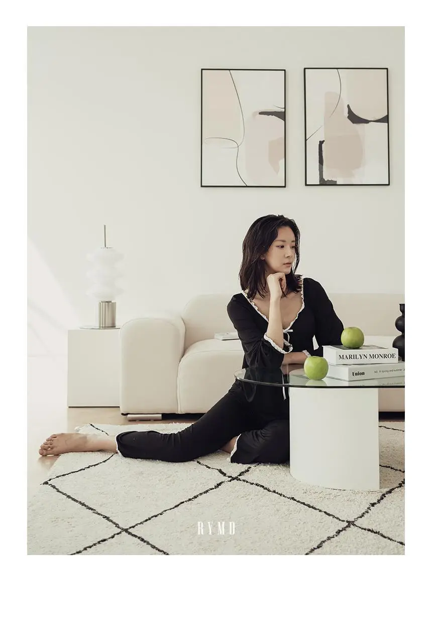 RYMD 모달 브라캡 긴소매 화이트리본 투피스 홈웨어 블랙 상세페이지 14