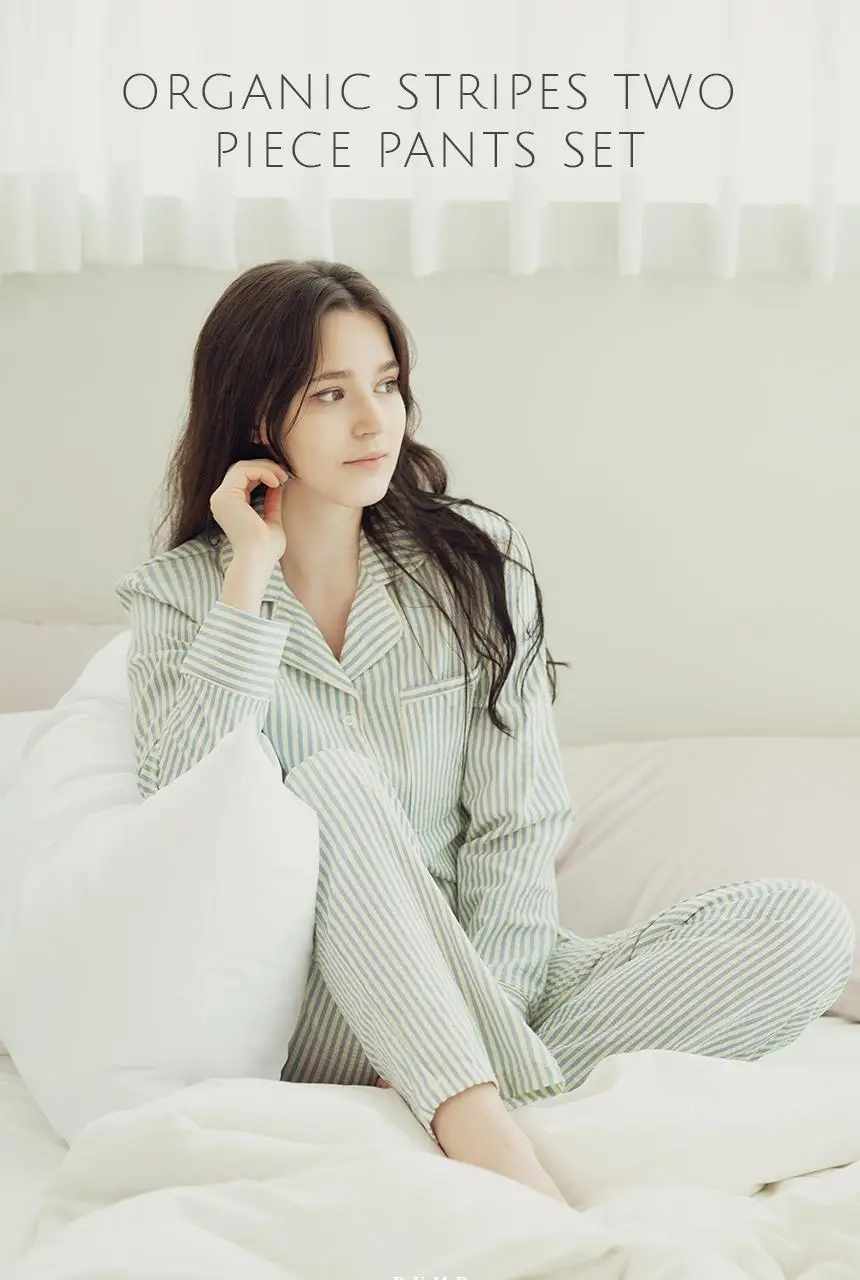 RYMD 힐링잠옷 스트라이프 오가닉 투피스 홈웨어 2color 상세페이지 2