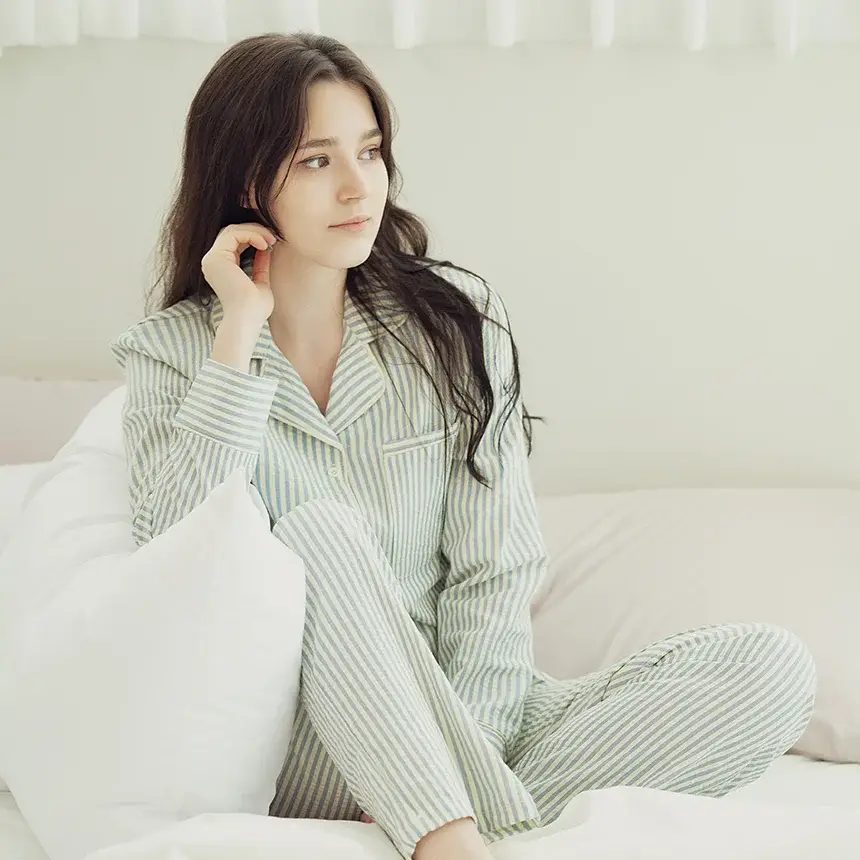 RYMD 힐링잠옷 스트라이프 오가닉 투피스 홈웨어 2color