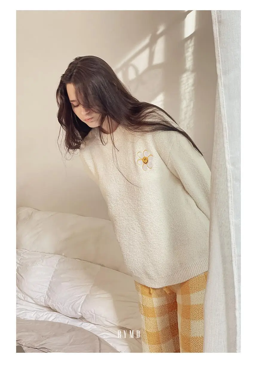 RYMD 힐링잠옷 해바라기 체크바지 겨울용 상하의세트 홈웨어 상세페이지 6