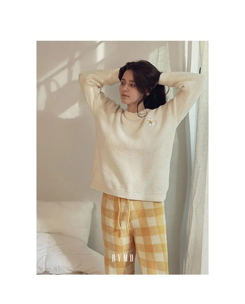 RYMD 힐링잠옷 해바라기 체크바지 겨울용 상하의세트 홈웨어 상세페이지 13