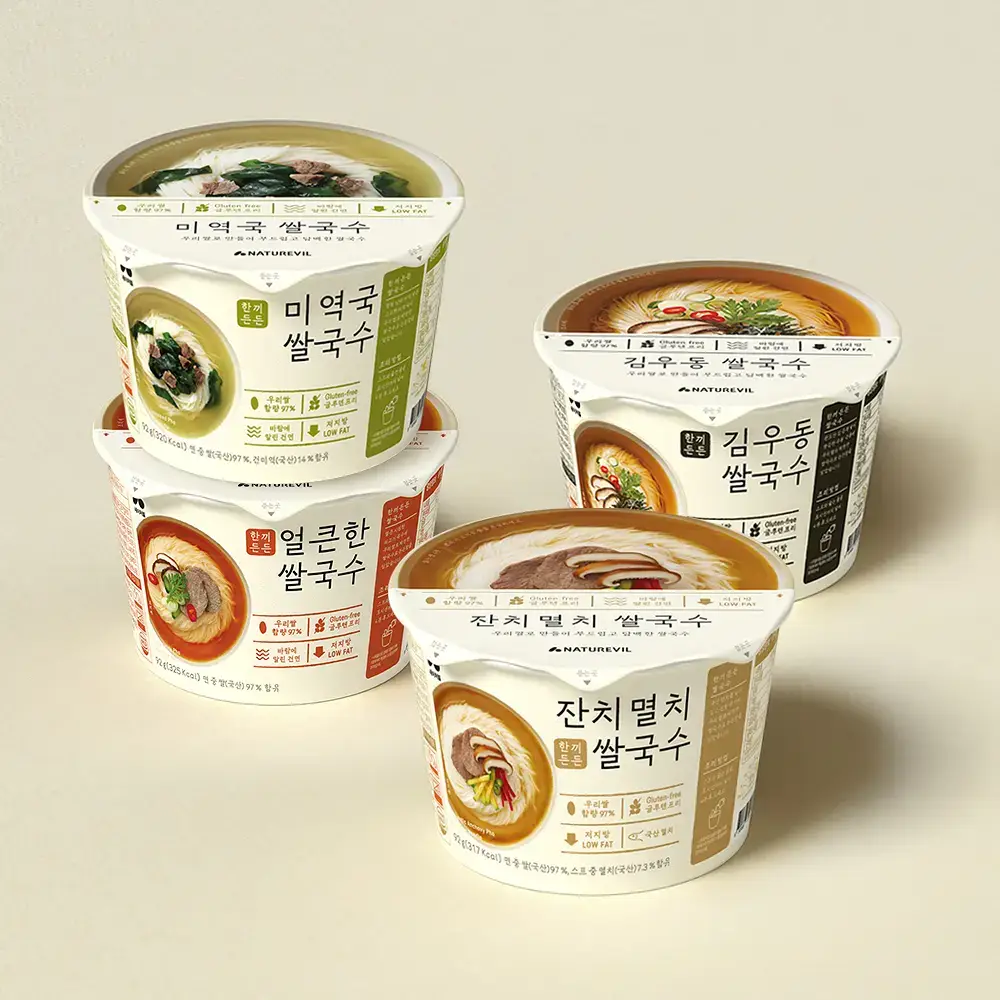 네이처빌 한끼든든 쌀국수 큰컵 92g 4종 택1 (김우동,얼큰,미역국,멸치)