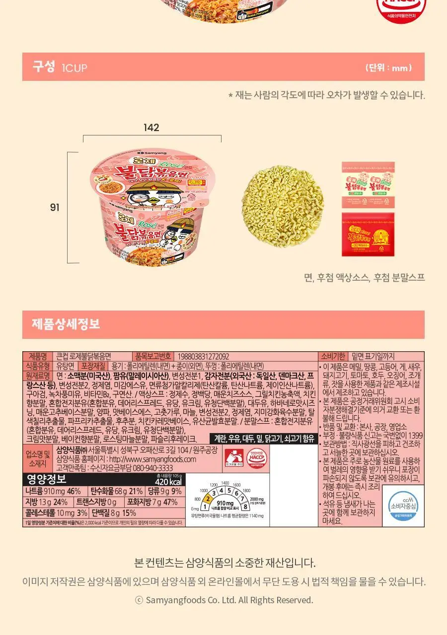 삼양 큰컵 로제 불닭볶음면 105g 상세페이지 5