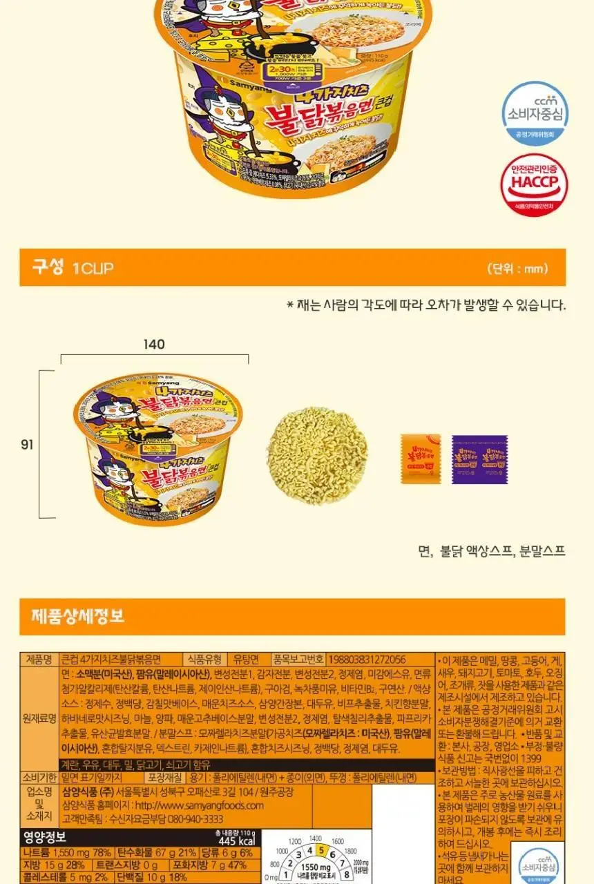 삼양 큰컵 4가지치즈 불닭볶음면 110g 상세페이지 9