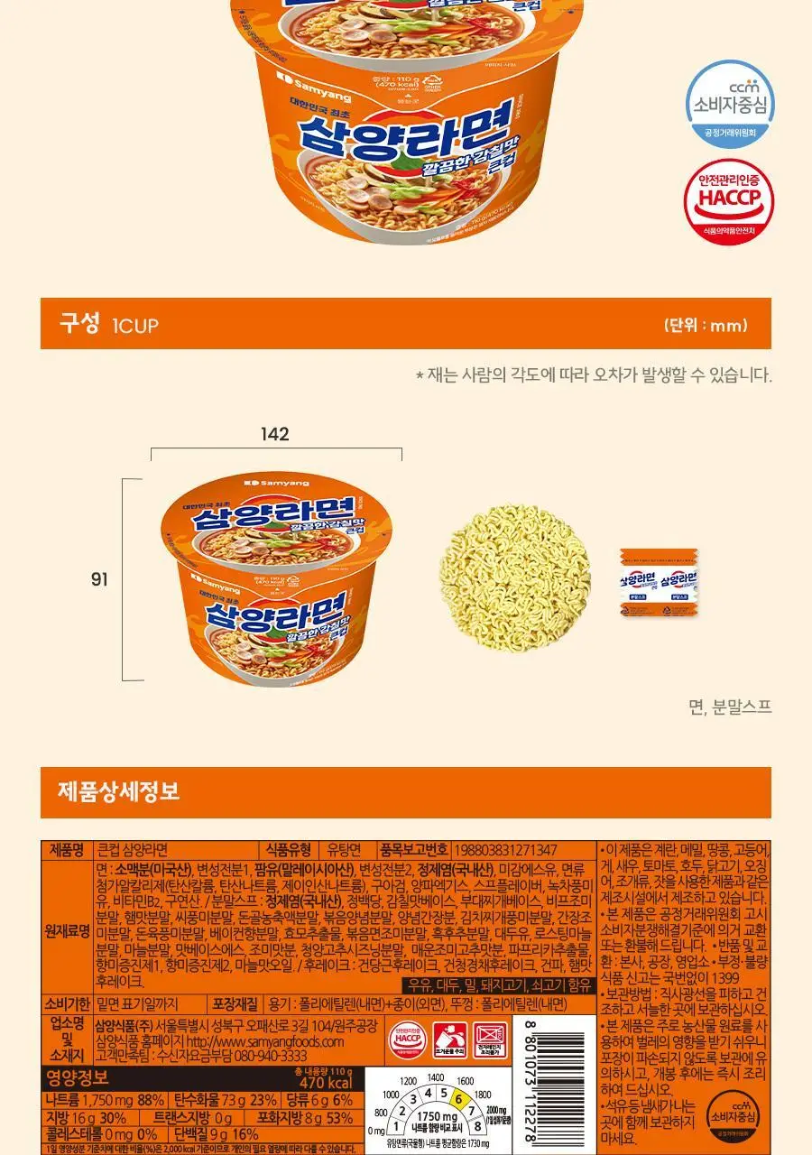 삼양식품 큰컵 삼양라면 110g 상세페이지 8