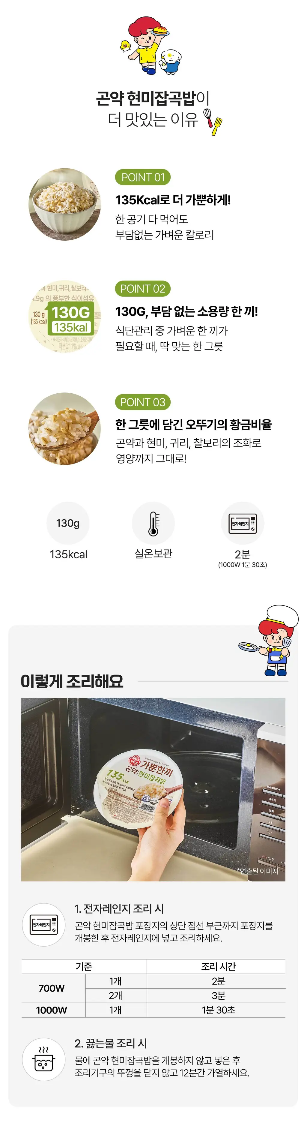 오뚜기 가뿐한끼 곤약밥 130g 3종 택1(백미/현미잡곡/현미) 상세페이지 5