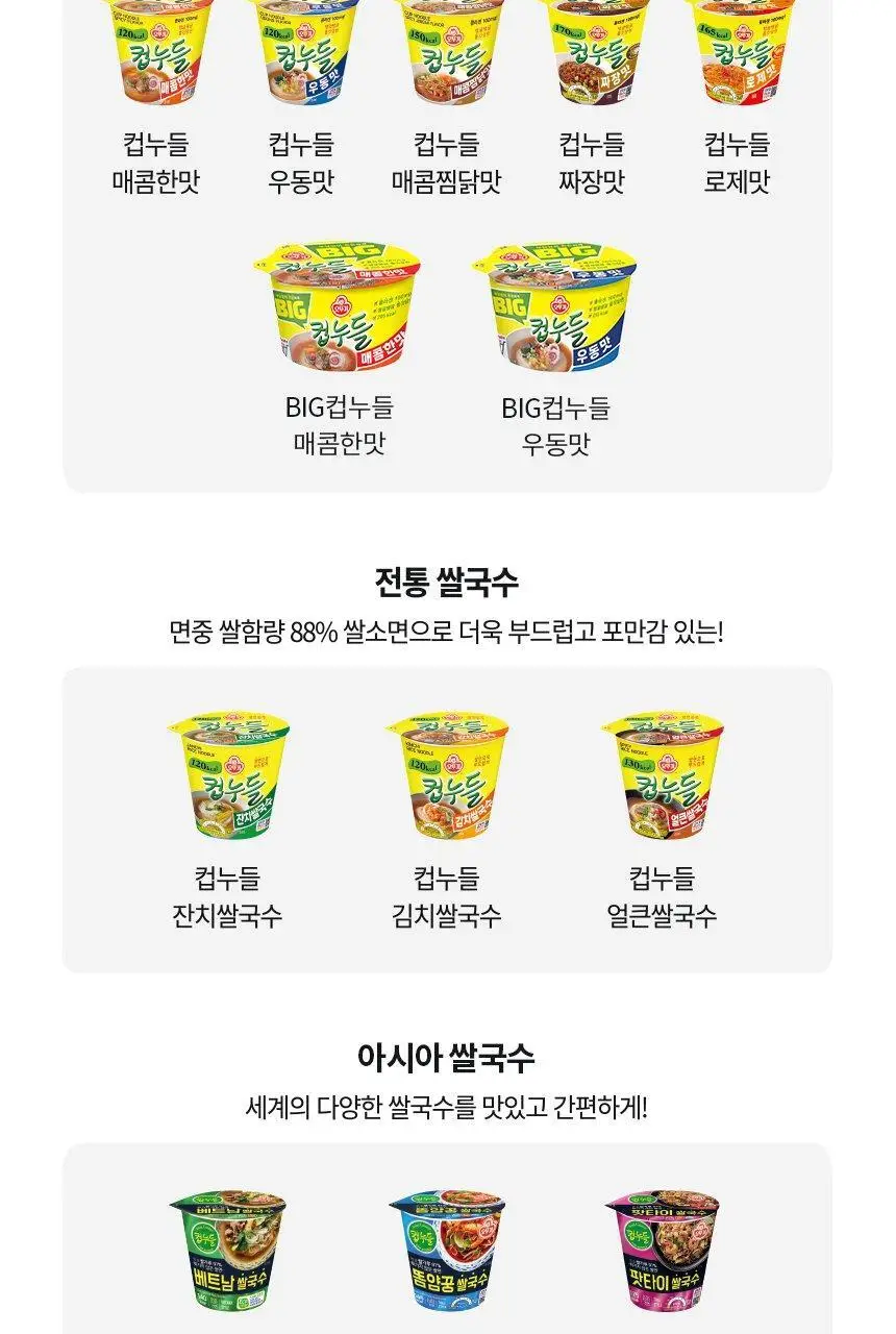 오뚜기 컵누들 1박스 8종 중 선택(빅컵누들/컵누들) 상세페이지 47