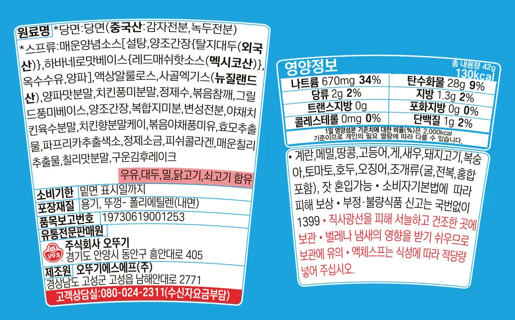 오뚜기 컵누들 42g 불닭맛 상세페이지 2