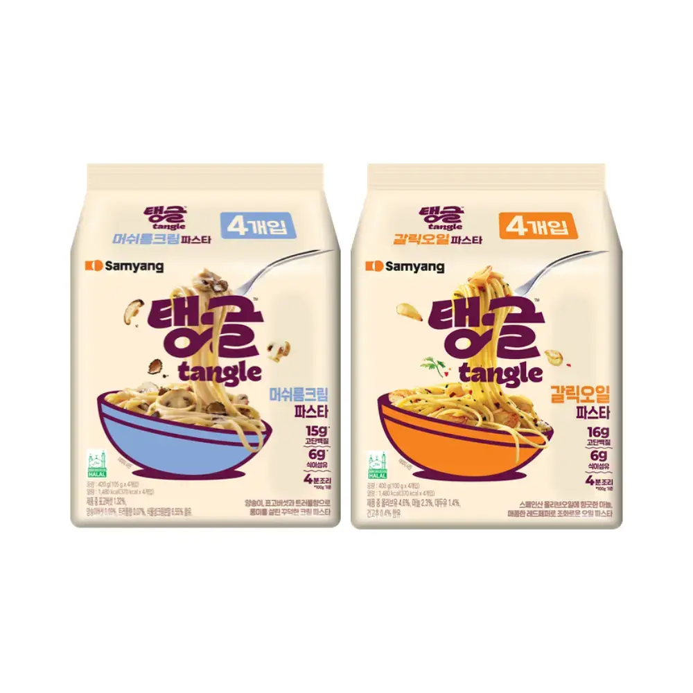 탱글 단백질파스타 2종 8입 (머쉬룸크림, 청크토마토, 갈릭오일)