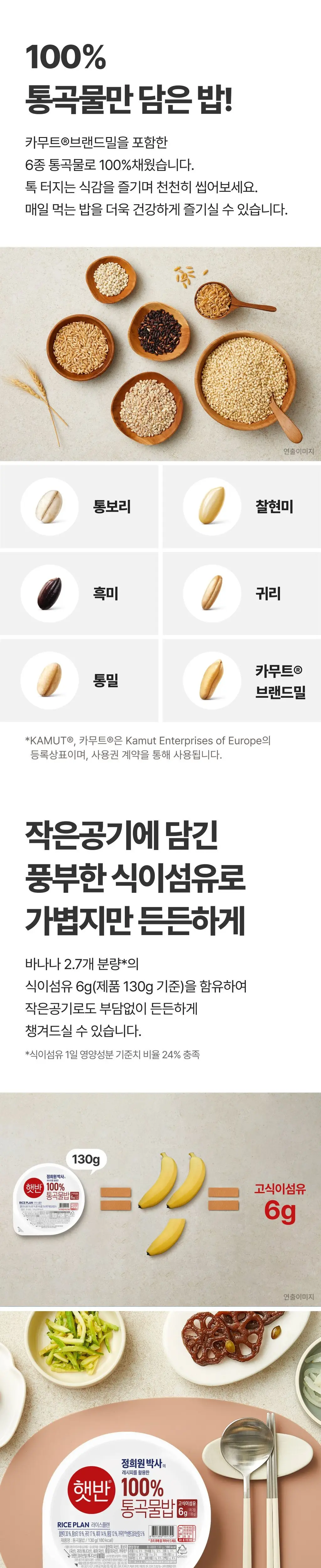 햇반 라이스플랜 100%통곡물밥 130g 상세페이지 2