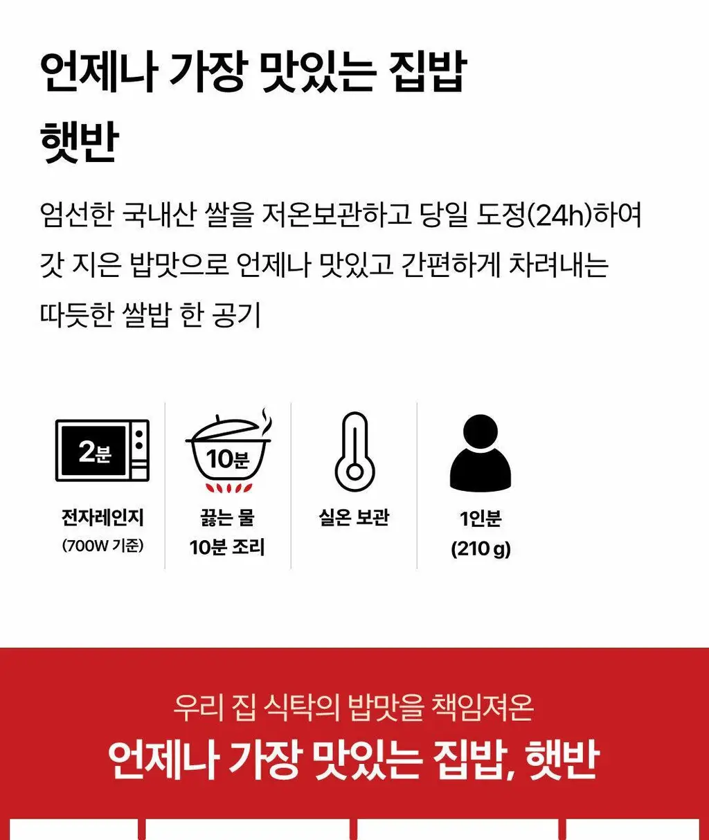 햇반 윤기가득쌀밥 210gX24개 상세페이지 4