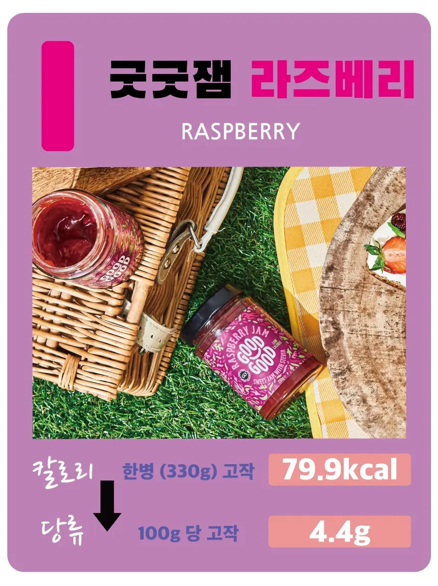 굿굿 스위트잼 위드 스테비아 라즈베리 330g 상세페이지 5