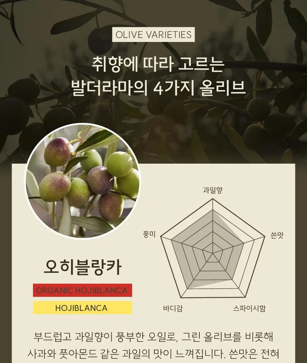 발더라마 엑스트라버진 올리브오일 250ml 아르베키나 상세페이지 6