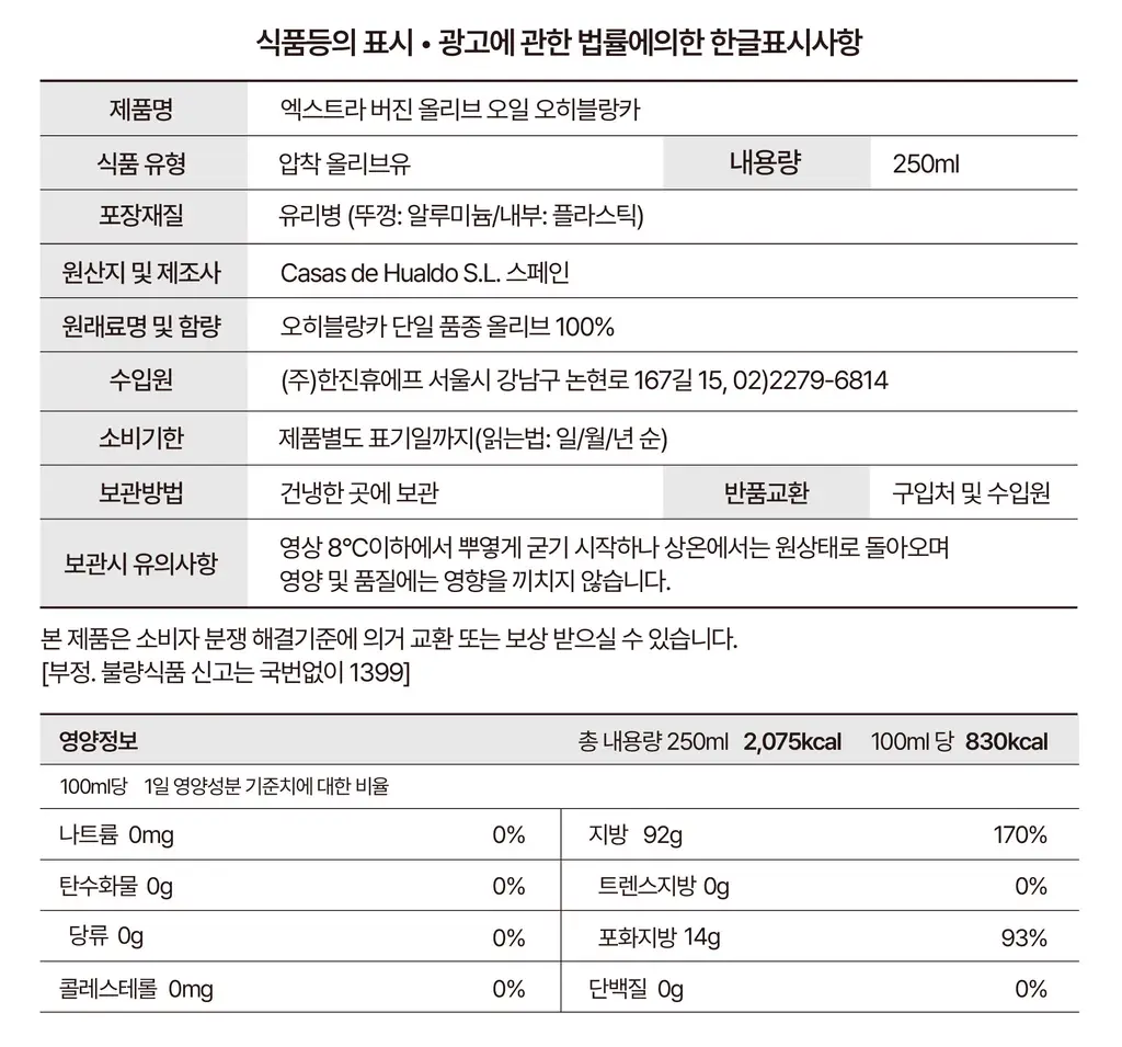 발더라마 엑스트라버진 올리브오일 250ml 2종 택1 상세페이지 7