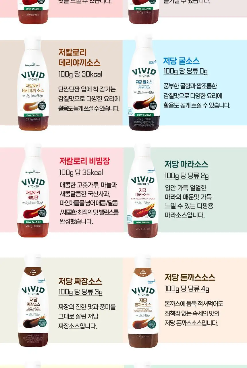 비비드키친 저칼로리/저당 소스 19종 택1 상세페이지 5