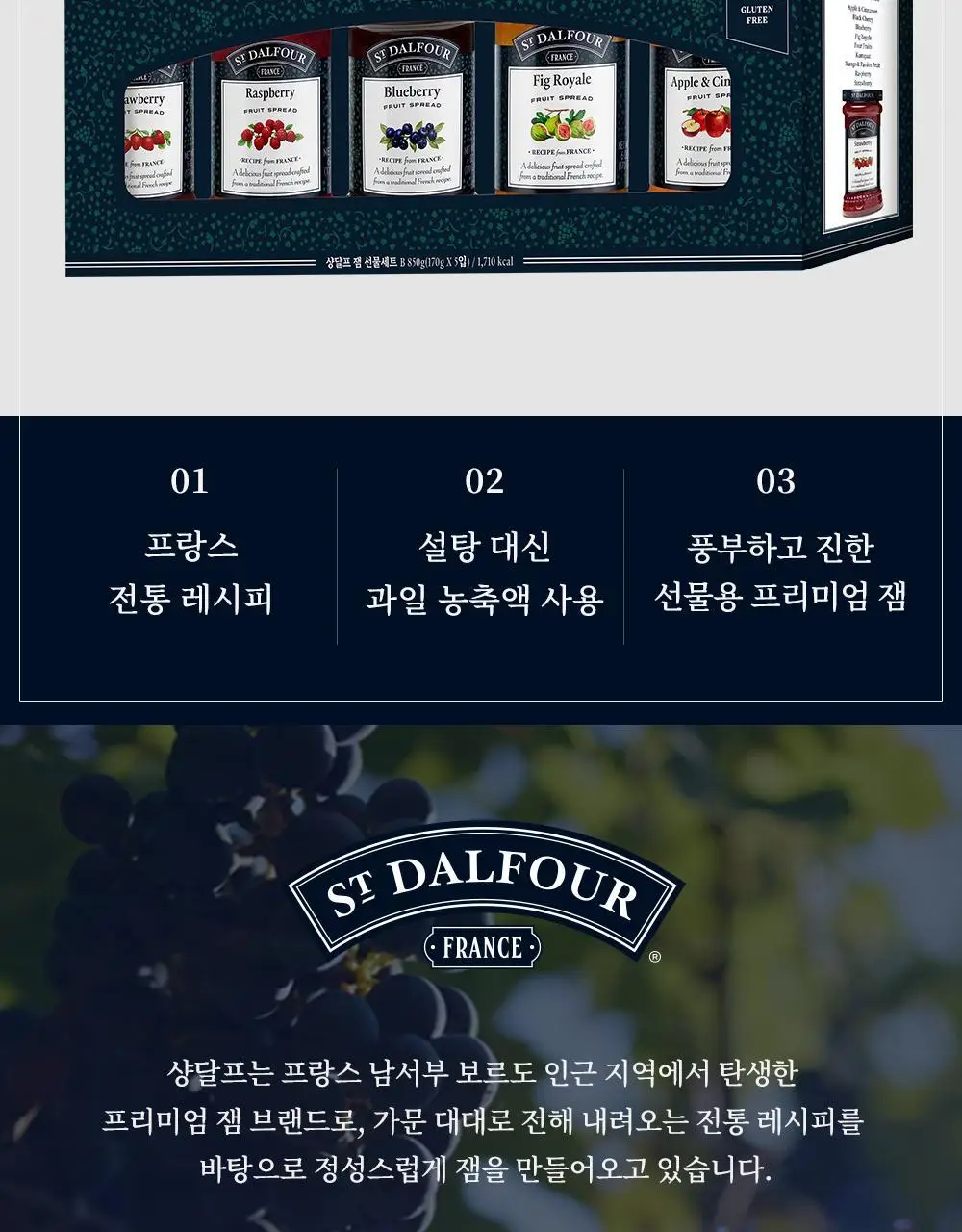 샹달프 과일잼 5종 선물세트 (170g 5입) 상세페이지 2