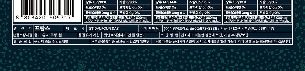 샹달프 과일잼 7종 선물세트 (28g 6입, 284g 1입) 상세페이지 10