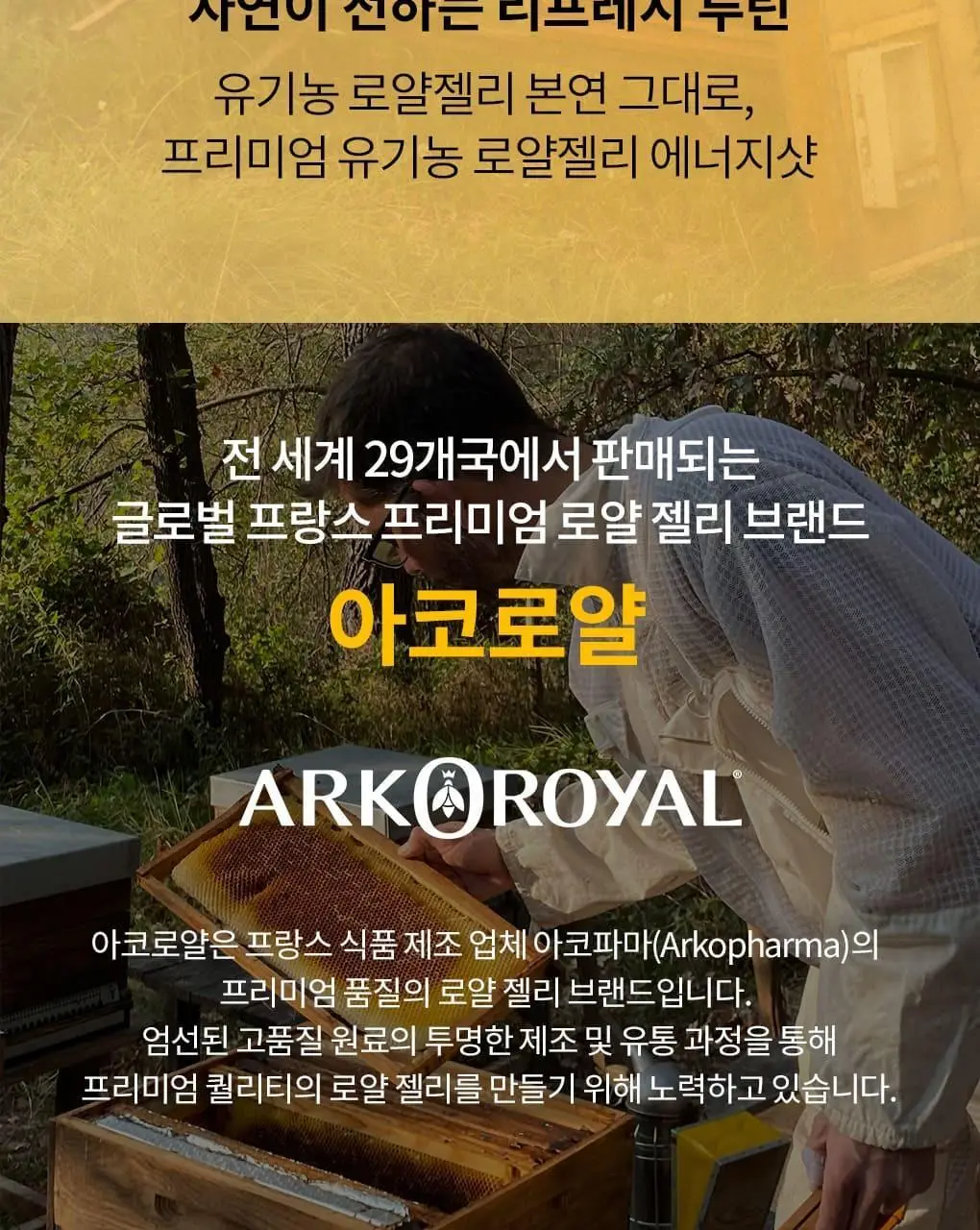 아코로얄 프리미엄 유기농 로얄젤리 에너지샷 15ml 10앰플 상세페이지 2