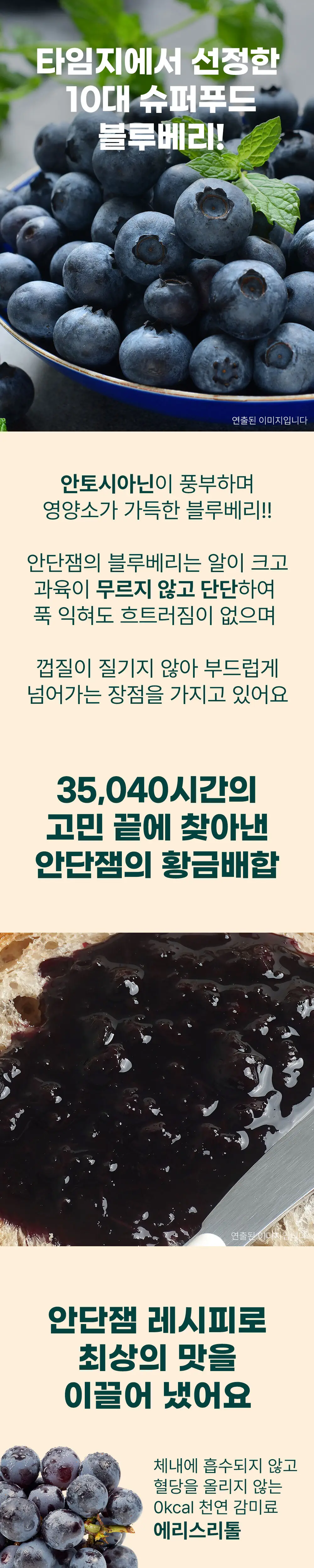안단잼 저당 저칼로리 블루베리잼 380g 상세페이지 2