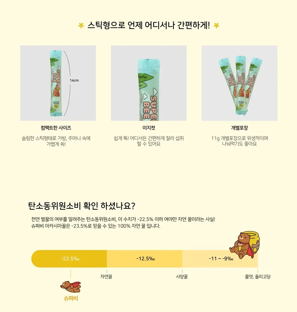 어니스트그릭 슈퍼비 아카시아 꿀스틱 11g 10개입 상세페이지 3