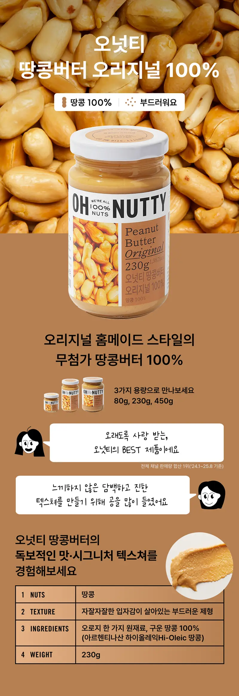 오넛티 100% 땅콩버터 오리지널 80g 상세페이지 2