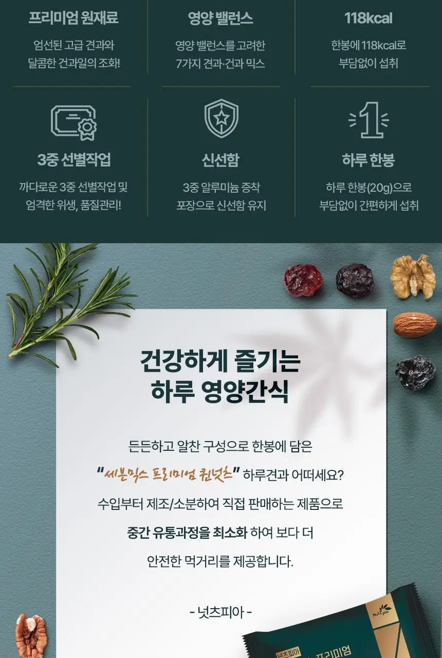 넛츠피아 세븐믹스 프리미엄 퀸넛츠 20g 상세페이지 2