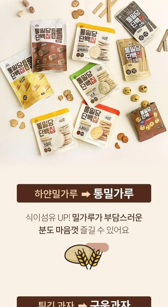 통밀당 단백칩 크리스피롤 초코 40g 상세페이지 4