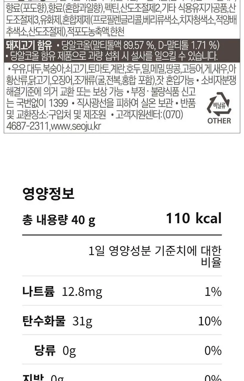 비비고 오마이갓 붕어빵 모양 젤리 포도맛 40g 상세페이지 10