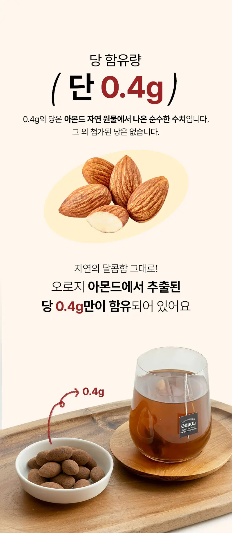 오다다 저당 아몬드 초콜릿 1개 + 오다다 티백 골라담기 상세페이지 5