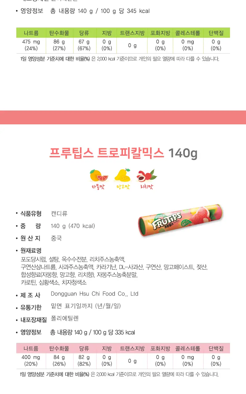 프루팁스 140g 3종 중 택1 상세페이지 3