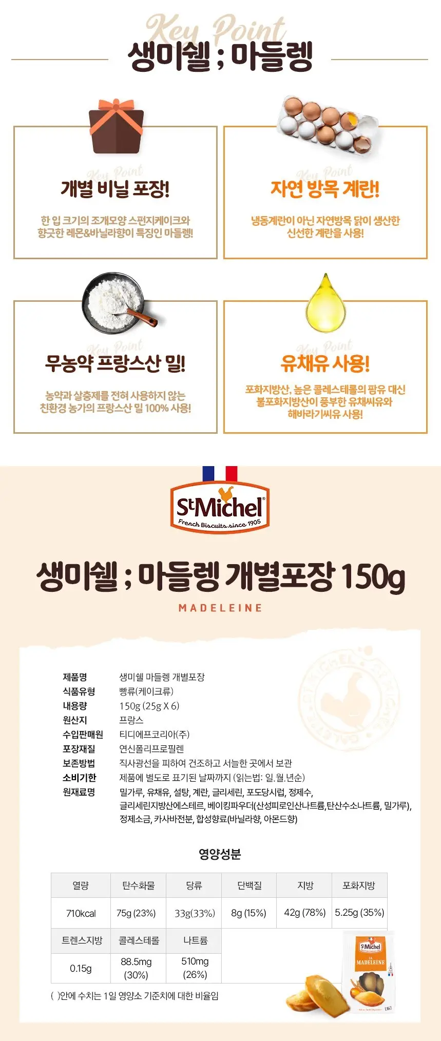생미쉘 개별마들렝 150g 상세페이지 2