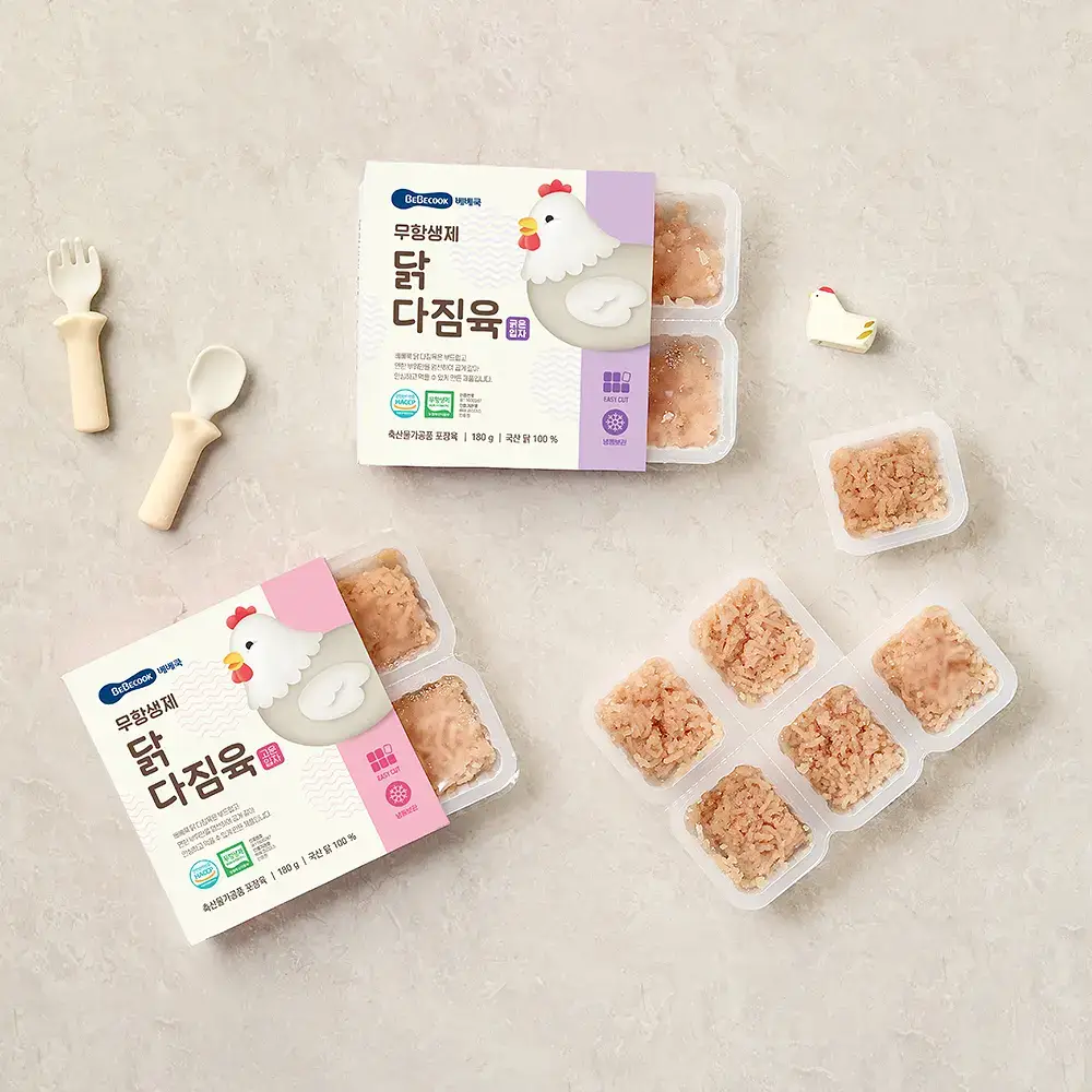 베베쿡 무항생제 닭다짐육 2박스(180g x 2개) 2종 택1