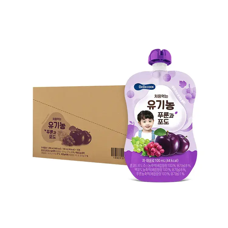 베베쿡 처음먹는 유기농 푸룬과 포도 1박스 (100ml x 10팩)